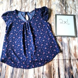 Women's blue, short sleeve shirt, size 2xl